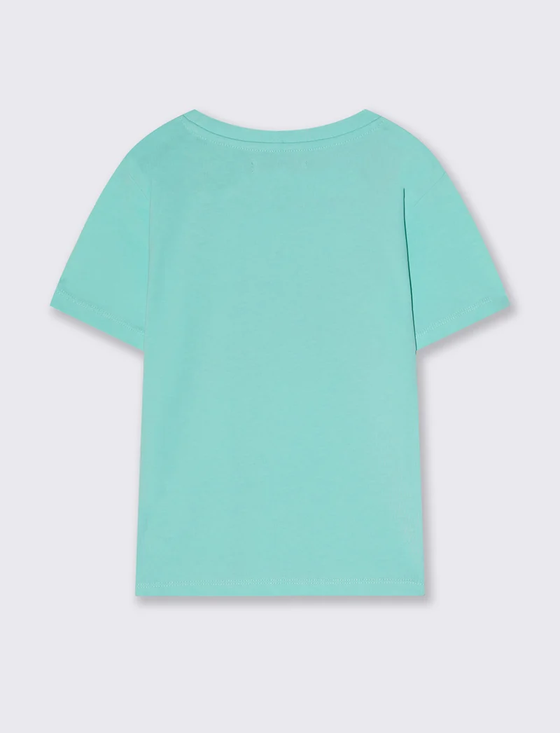 T-shirt bambina con stampa e spacchetti - Verde acqua