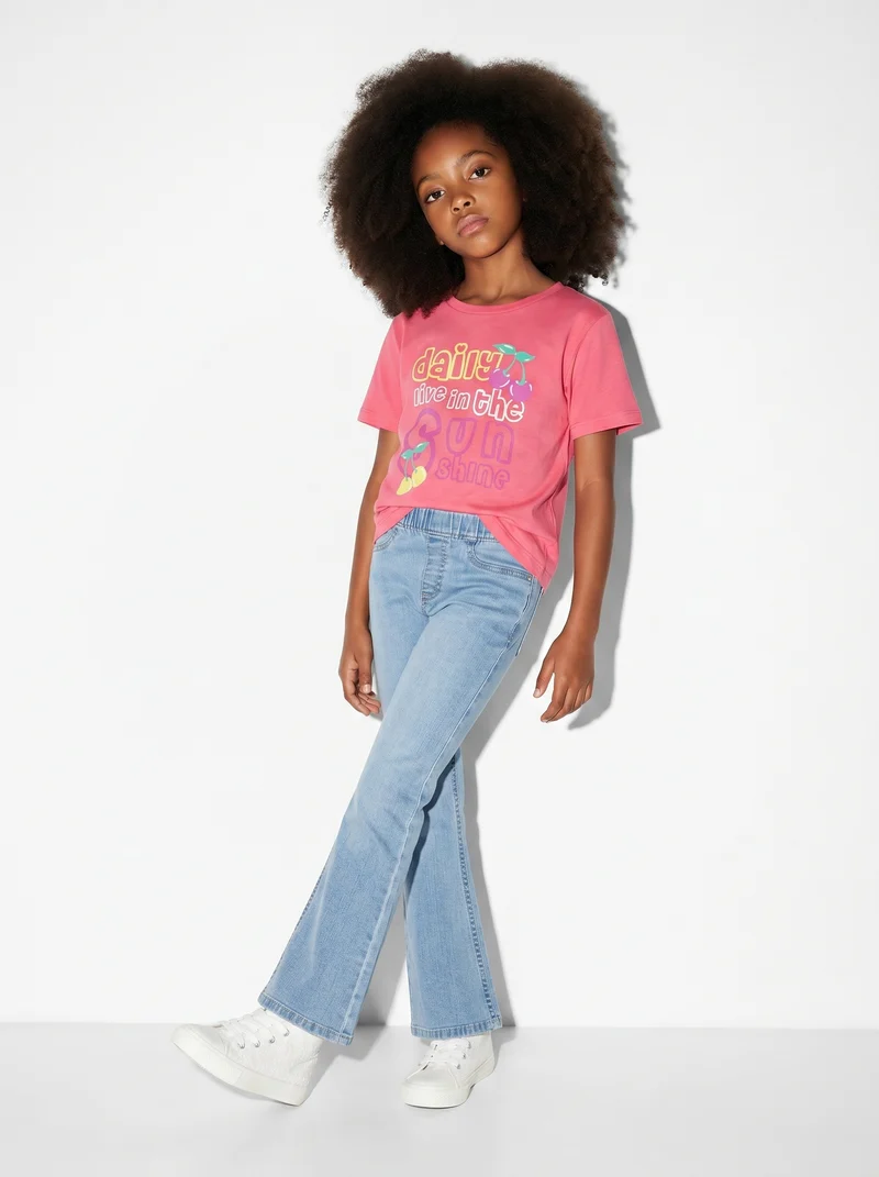T-shirt bambina con stampa e spacchetti - Rosa big bubble