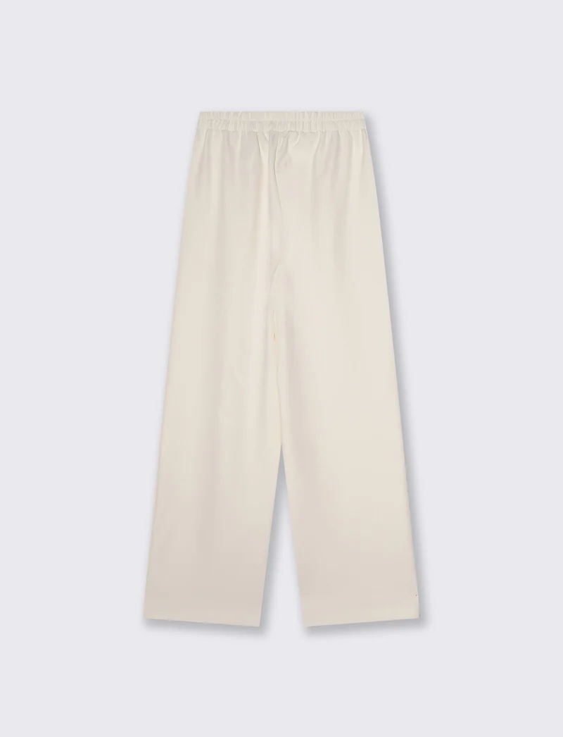 Pantalone largo con coulisse in vita - Bianco panna