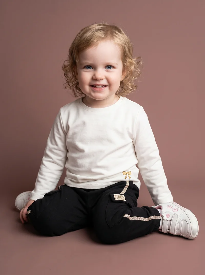 Pantaloni in cotone con tasconi e laccio - Nero