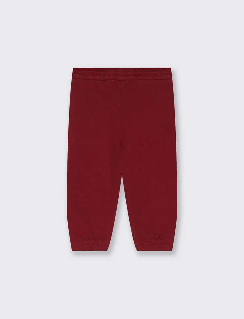 Jogger basico con coulisse e stampa - Bordeaux