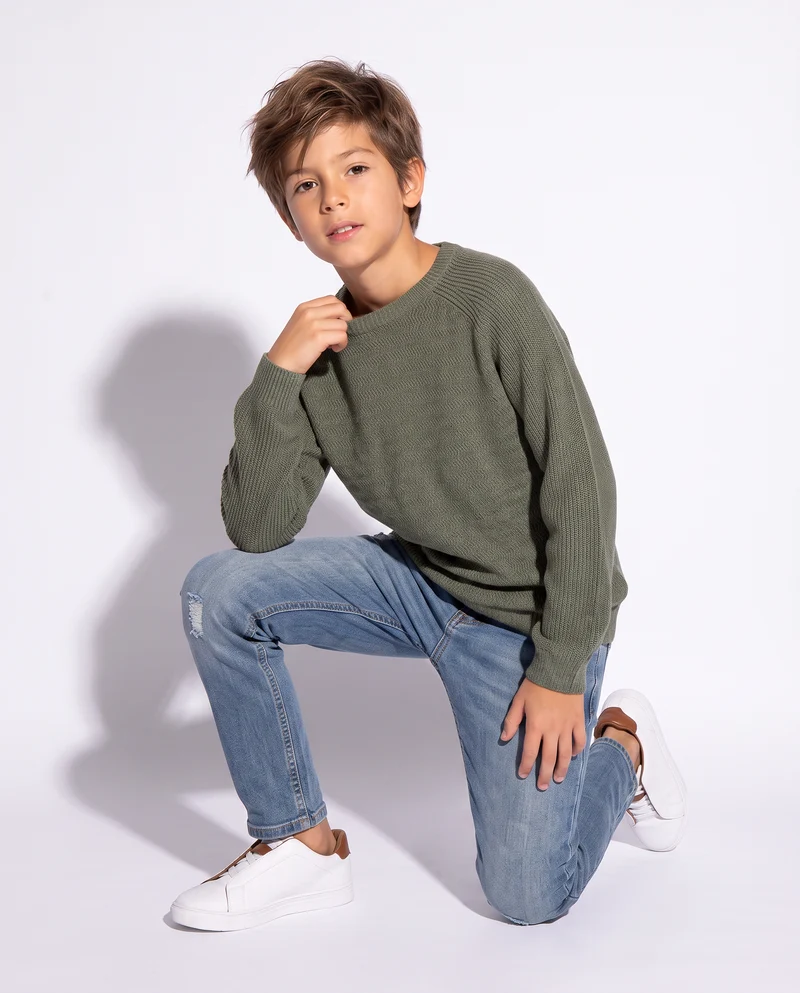 Maglia raglan comoda in due colori - Verde militare