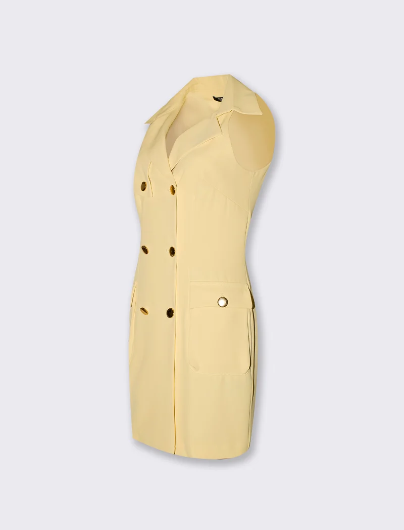 Vestito mini a portafoglio doppiopetto donna - Giallo
