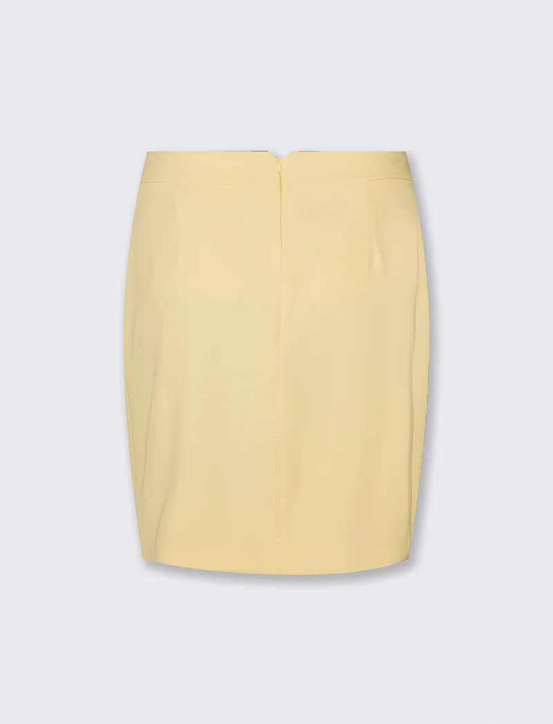 Gonna mini con bottone frontale per donna - Giallo