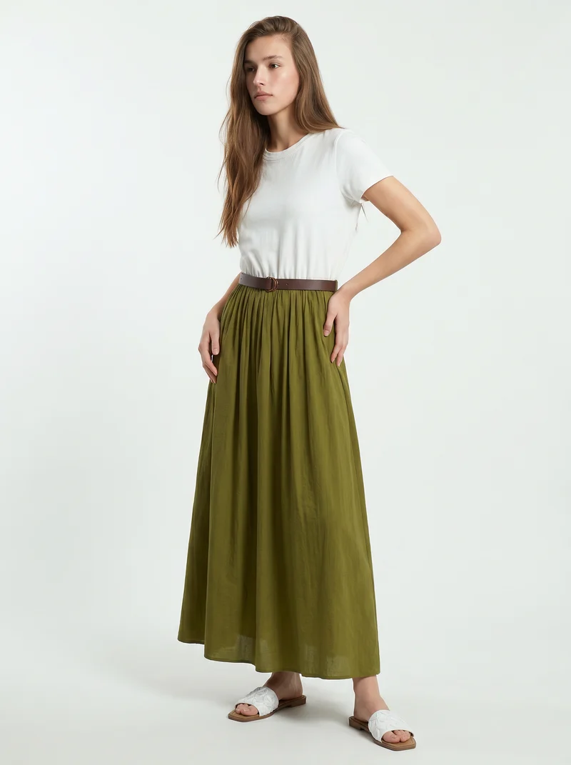 Abito lungo con dettaglio t-shirt - Verde