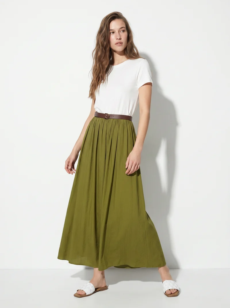 Abito lungo con dettaglio t-shirt - Verde