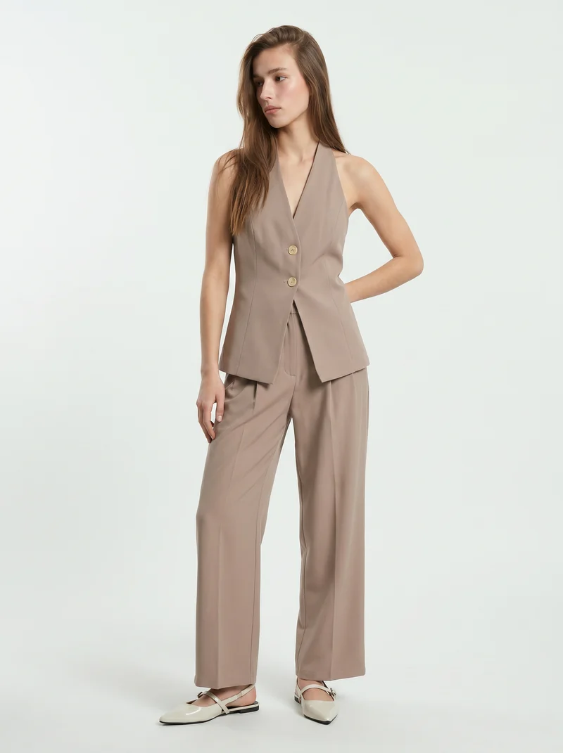 Gilet con scollo sulla schiena - Grigio fango