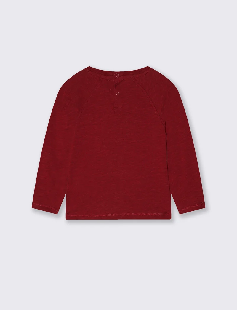 T-shirt neonato manica raglan con stampa - Bordeaux