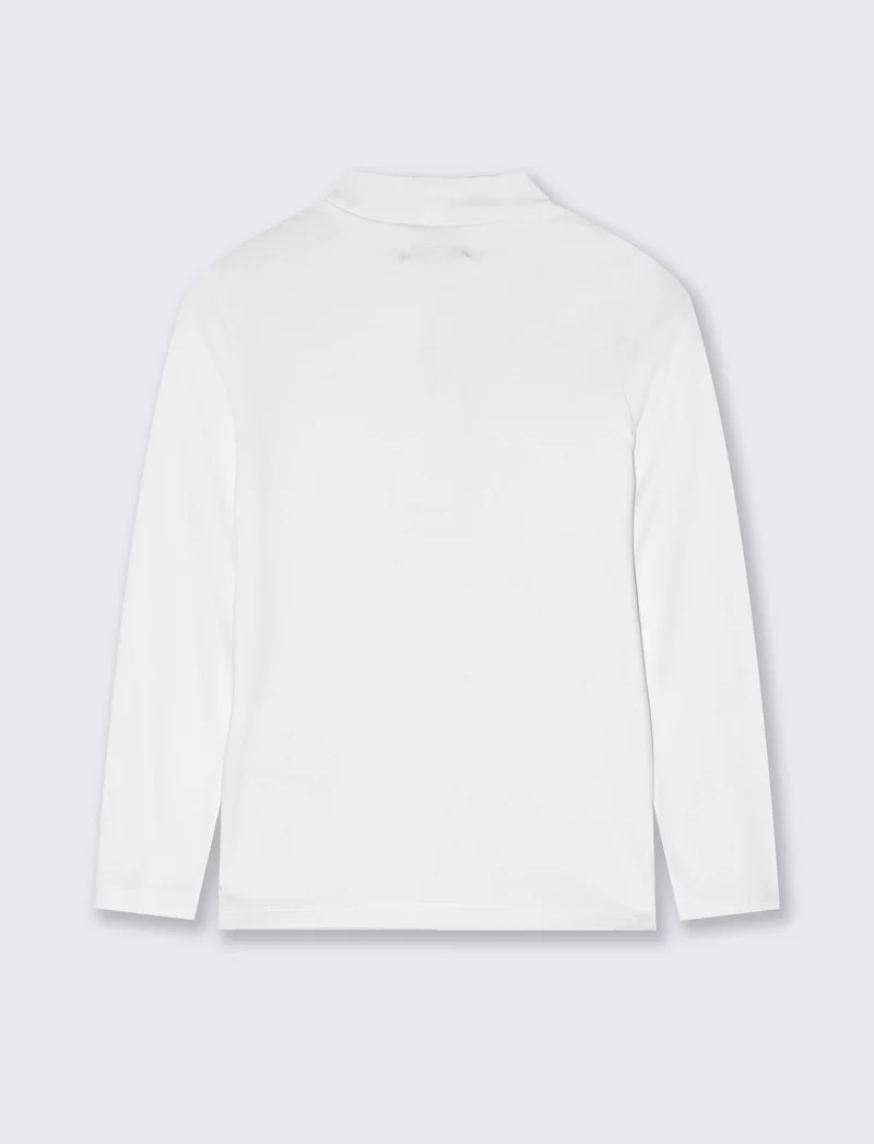 T-shirt mezzo collo manica lunga interlock - Bianco