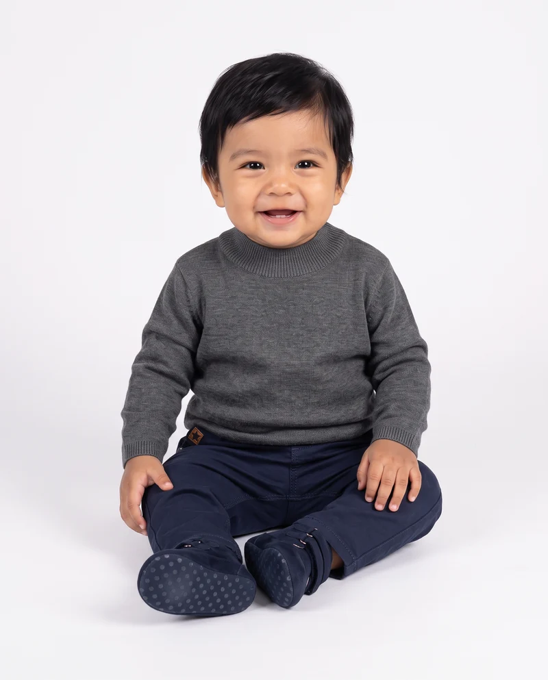 Maglia collo alto tinta unita casual - Grigio mel.