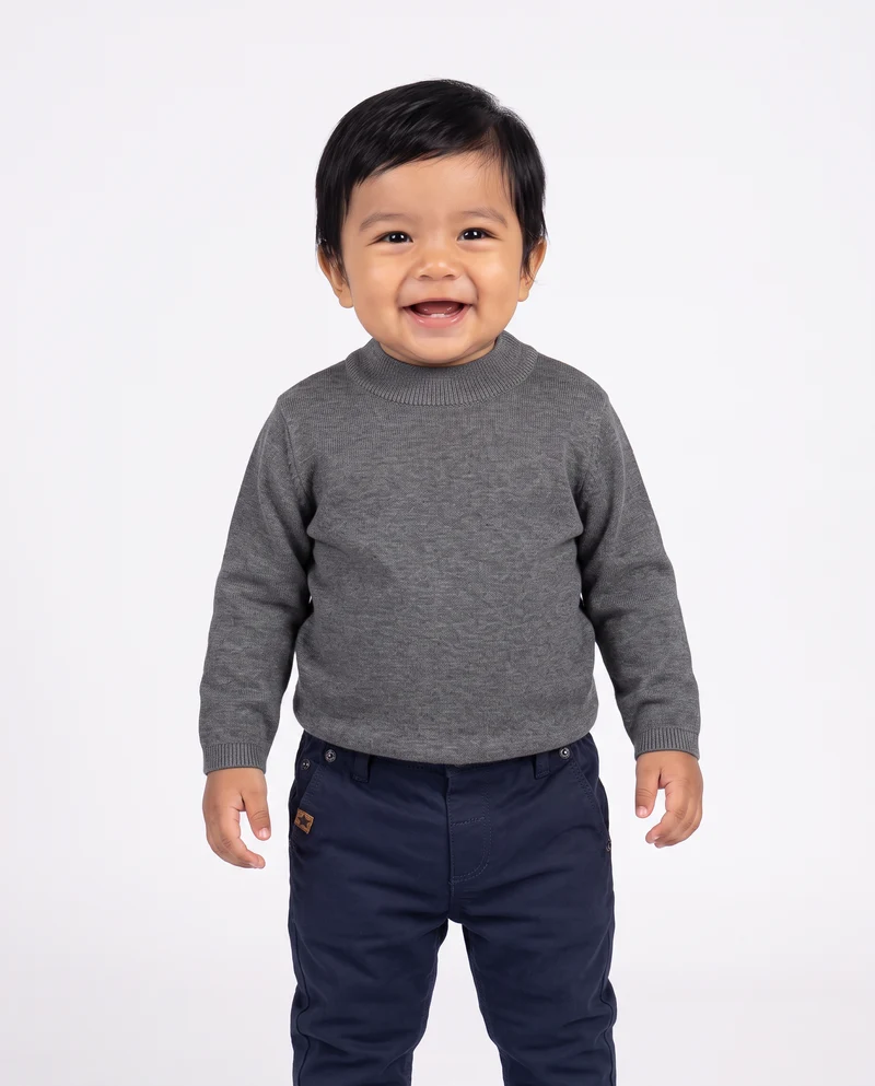 Maglia collo alto tinta unita casual - Grigio mel.