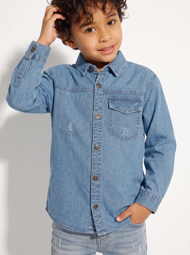 Camicia in denim 100% cotone casual - Denim