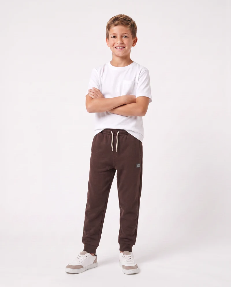 Pantaloni jogger in cotone comfortevoli - Marrone cioccolato