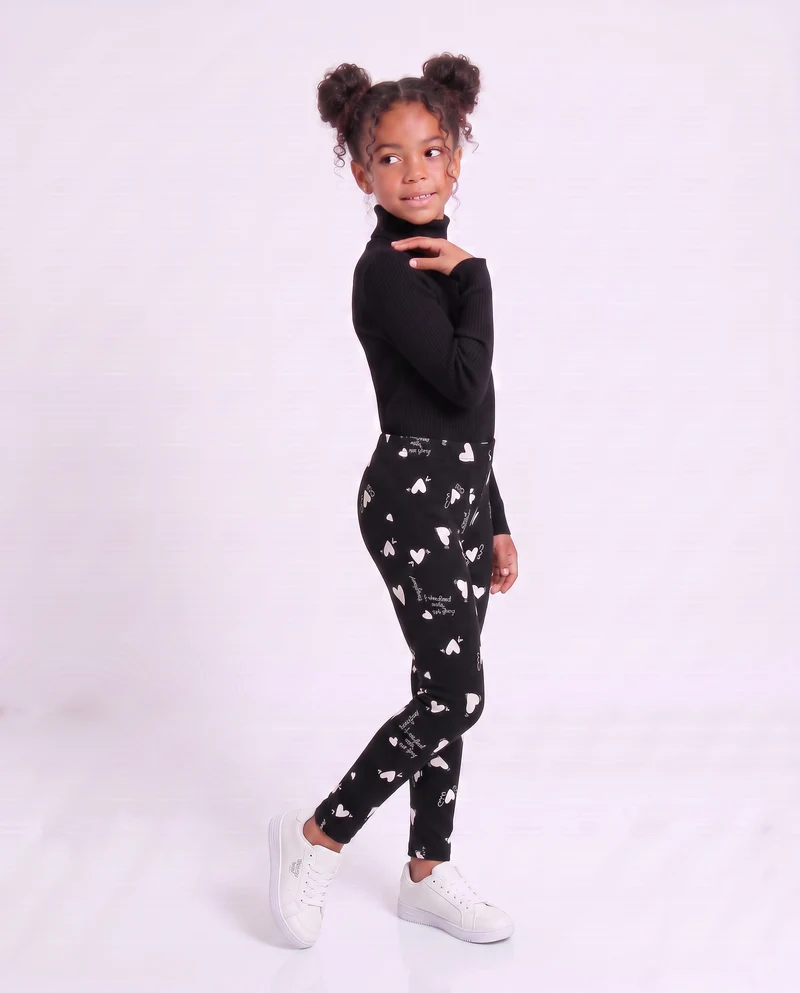 Leggings da bambina con fantasia estrosa - Nero
