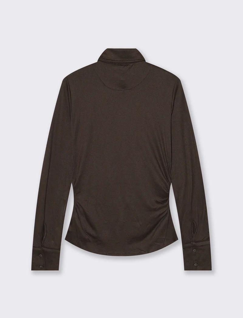 Camicia manica lunga con arriccio laterale - Moro