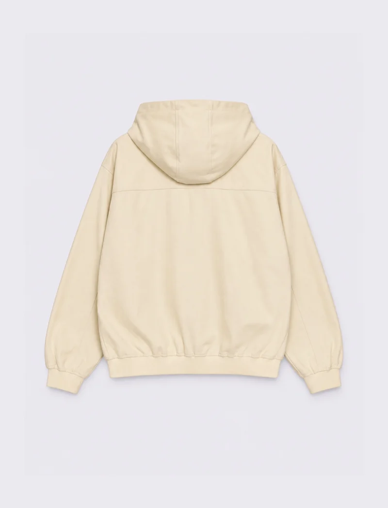 GIUBBOTTO CON GANCI DI METALLO E CAPPUCCIO - Beige ecru