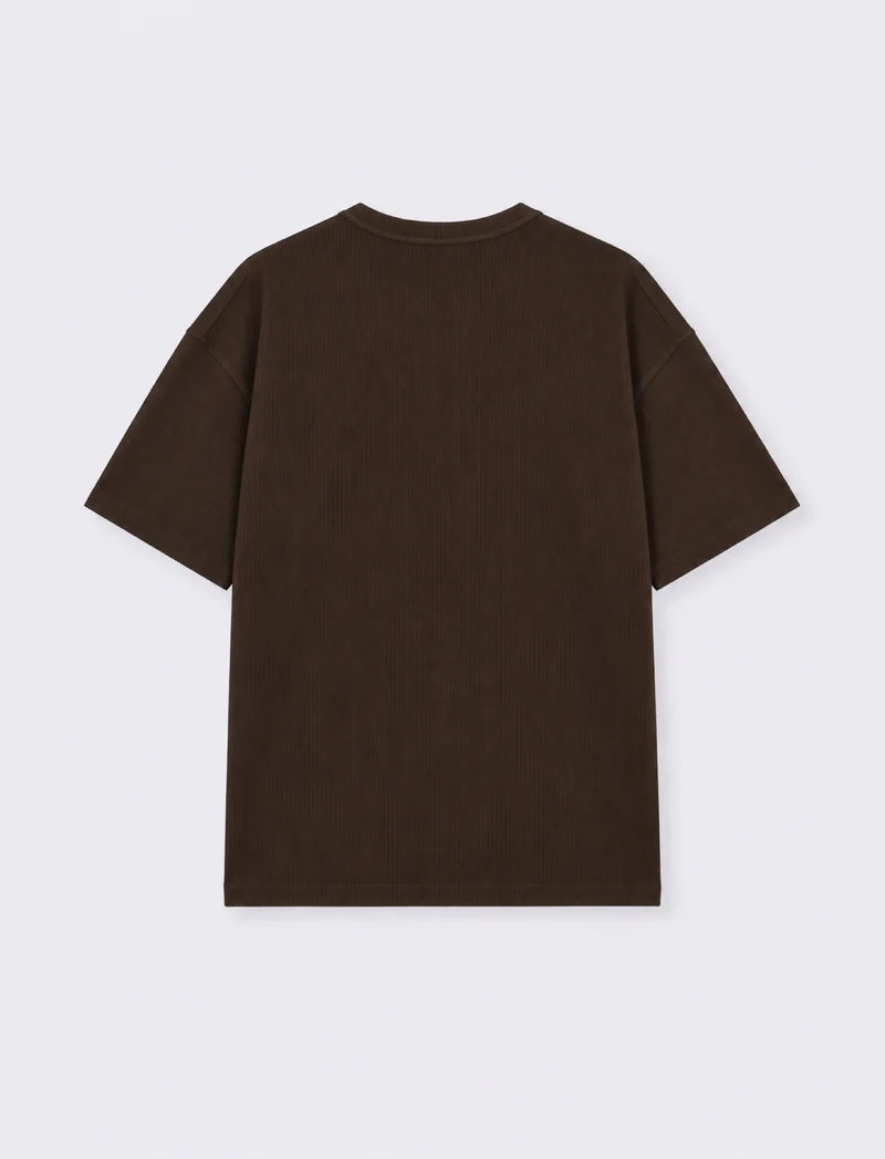 T-SHIRT IN COTONE CON STRUTTURA A COSTE VERTICALI - Nero