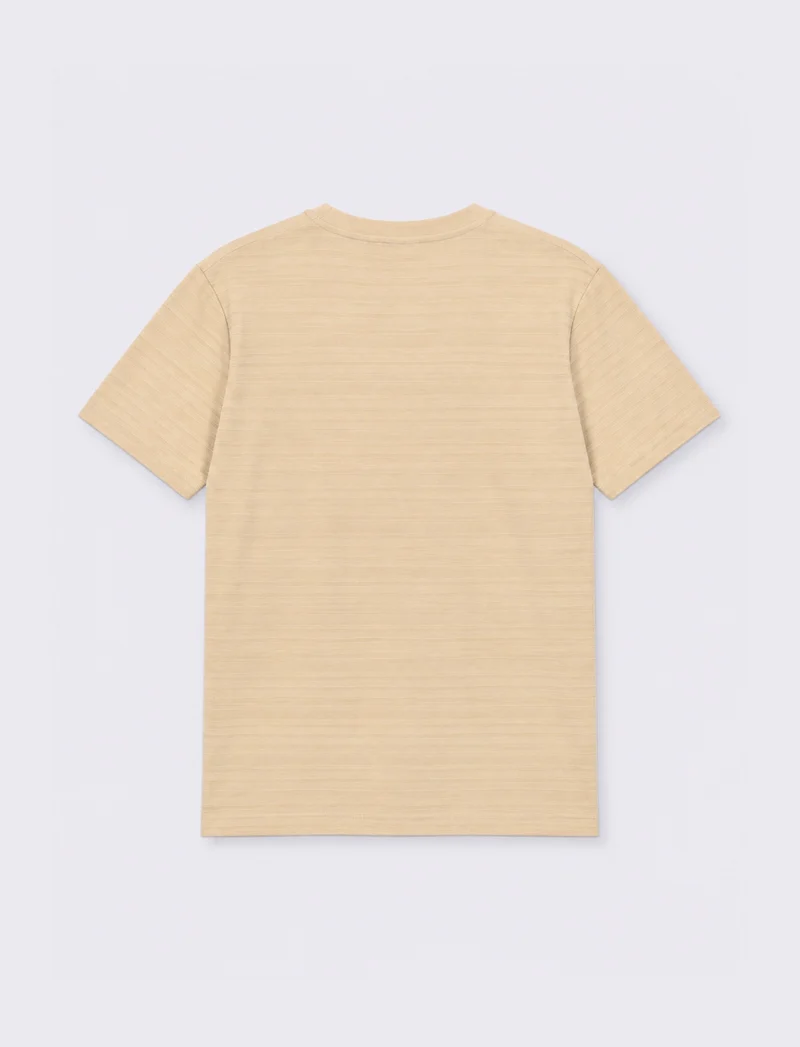 T-SHIRT JACQUARD EFFETTO RIGHE - Beige ecru
