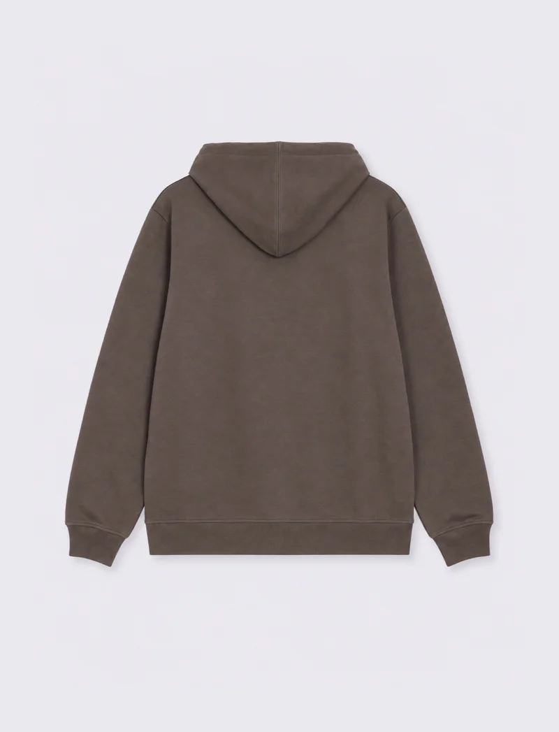 FELPA IN PIQUET CON CERNIERA E CAPPUCCIO - Grigio