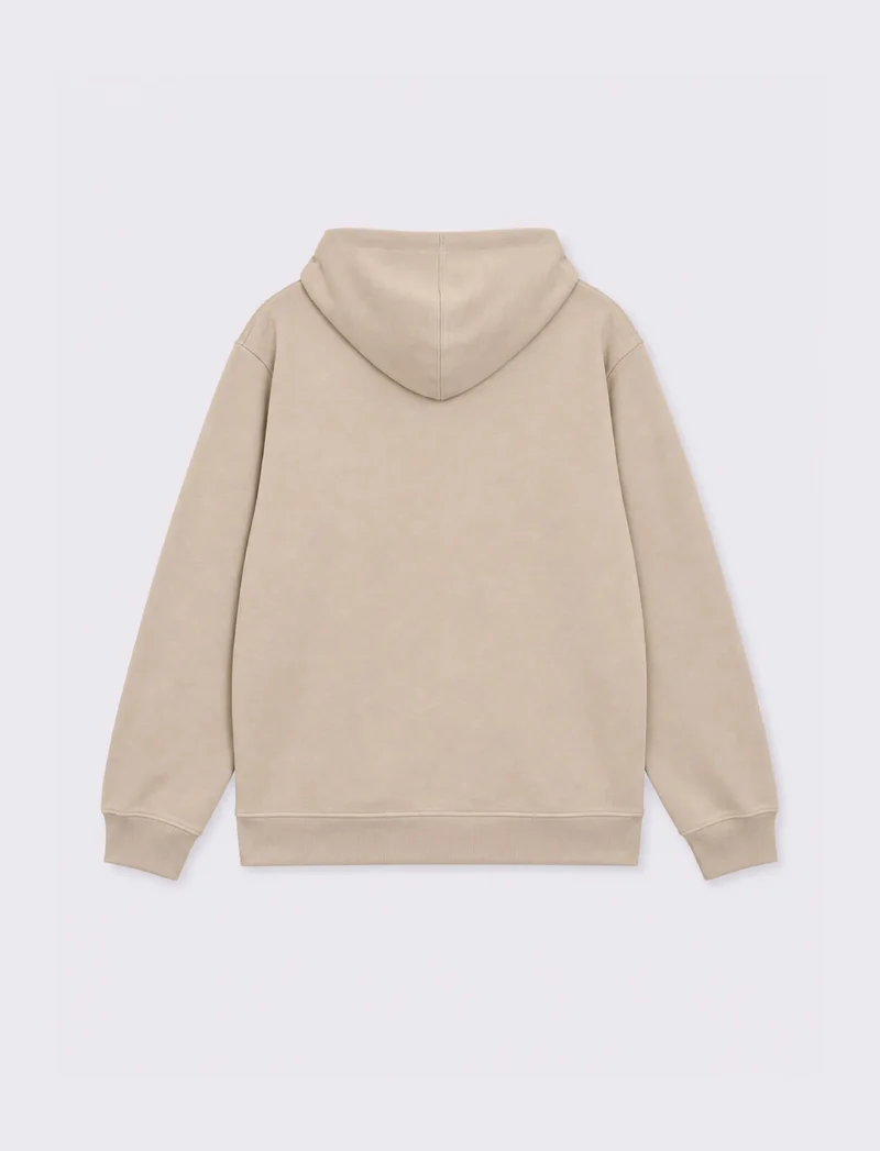 FELPA IN PIQUET CON CERNIERA E CAPPUCCIO - Grigio ghiaccio