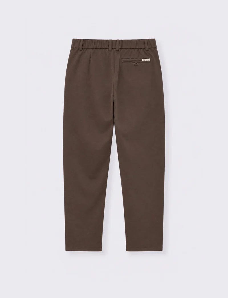 Pantaloni Chino Uomo con Trama Diagonale - Moro