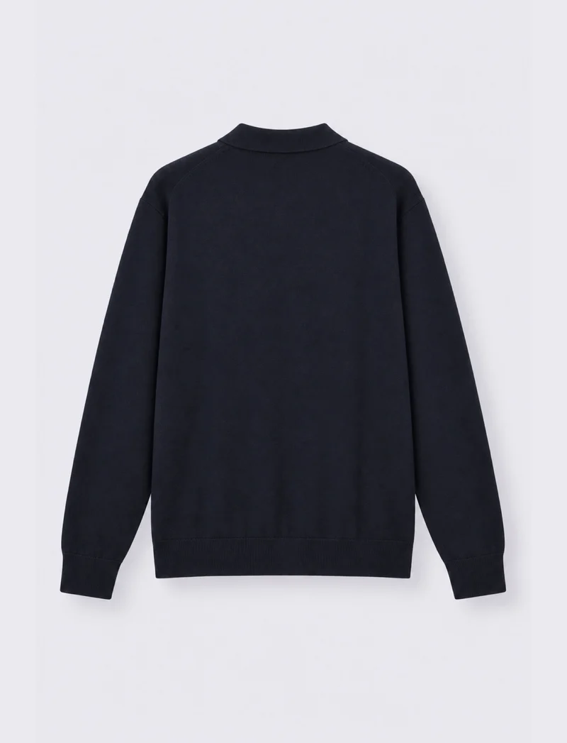 Maglia Polo in Misto Merino Regular Fit - Blu