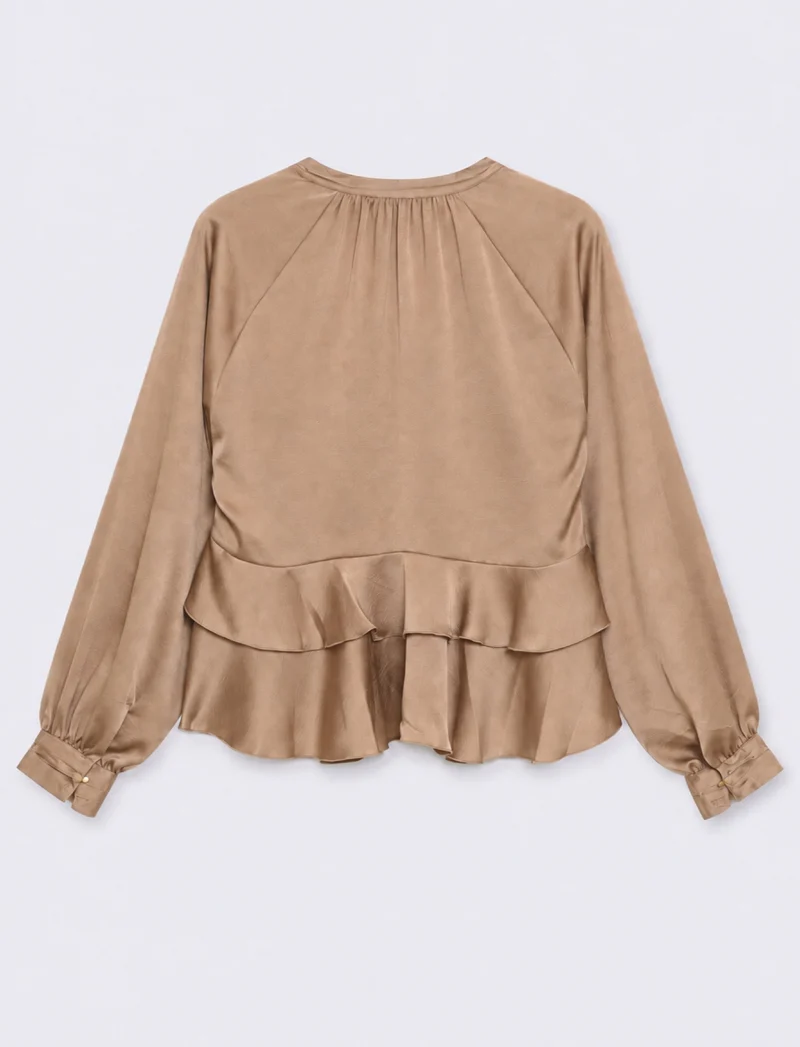 Casacca a manica lunga con scollo a V - Grigio talpa