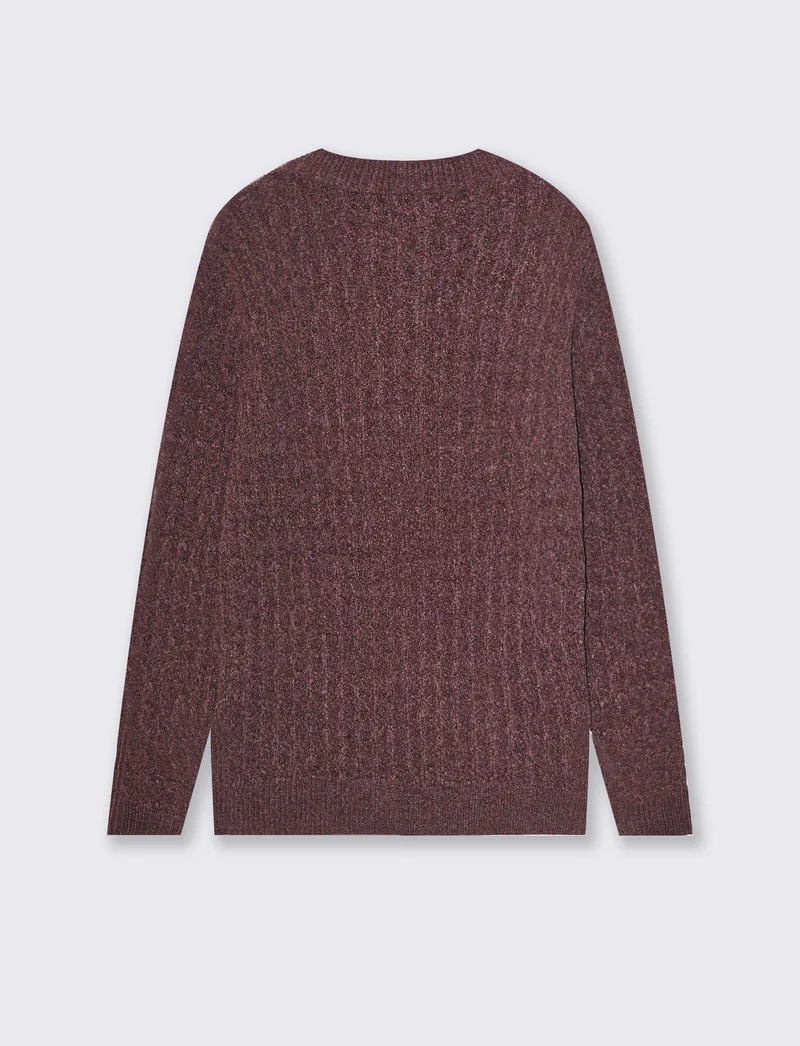 Maglia lupetto in ciniglia con cerniera - Bordeaux