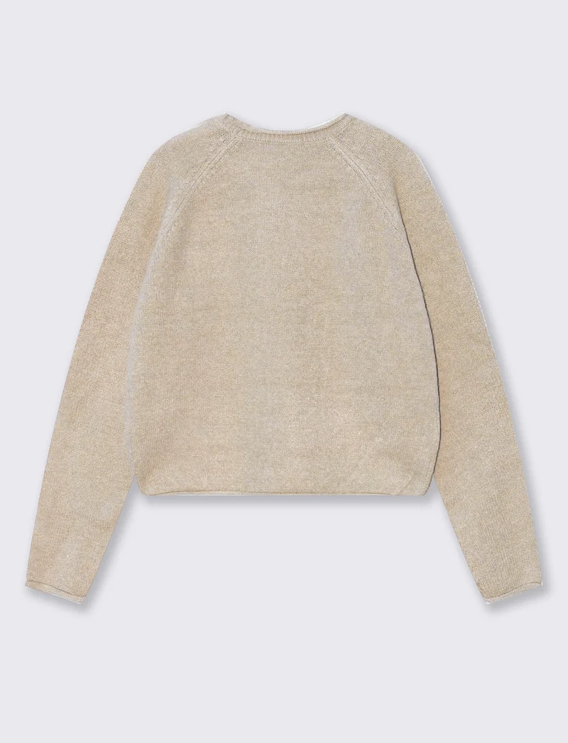 Pullover girocollo con manica raglan - Beige grano