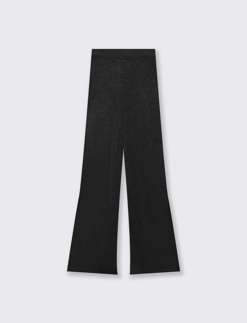 Pantaloni in maglia con elastico in vita - Nero