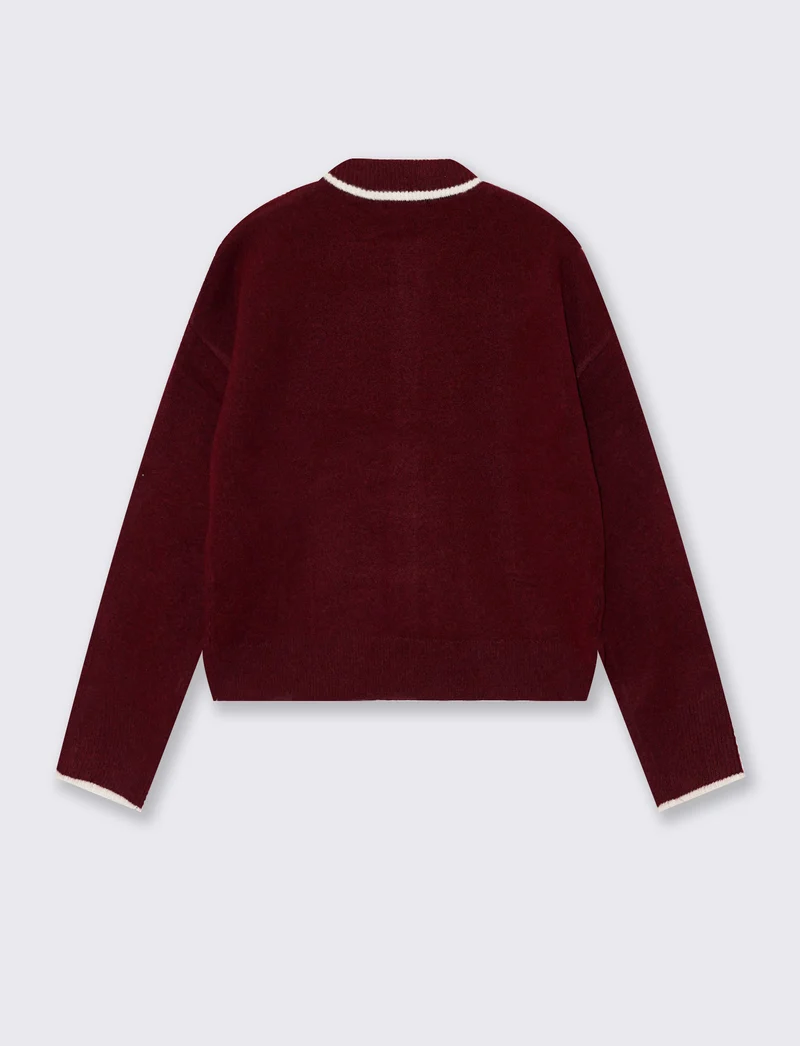 Cardigan girocollo con contrasto over - var 1