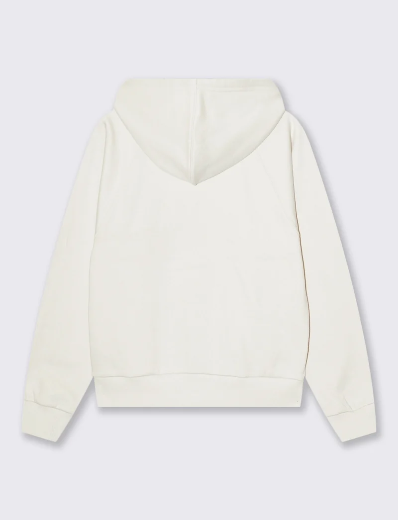 FELPA CON ZIP E CAPPUCCIO - Avorio