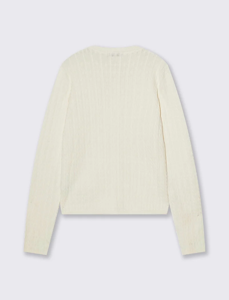MAGLIA ML CARDIGAN TRECCE - Avorio
