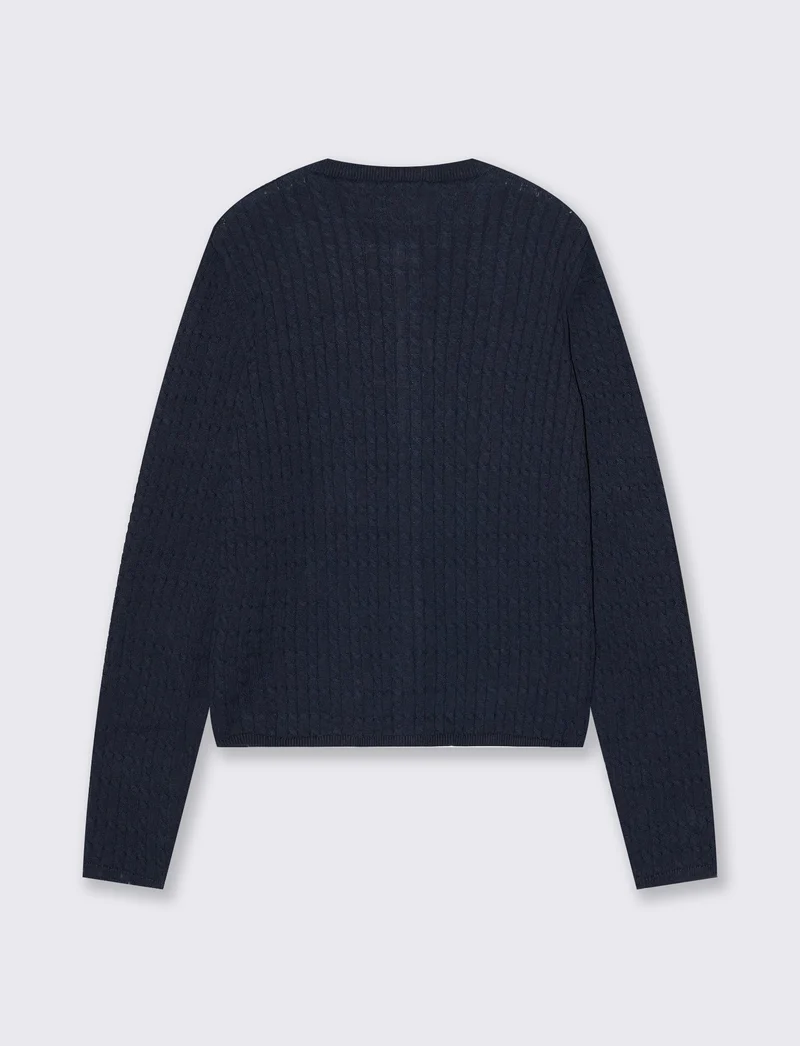 MAGLIA ML CARDIGAN TRECCE - Blu