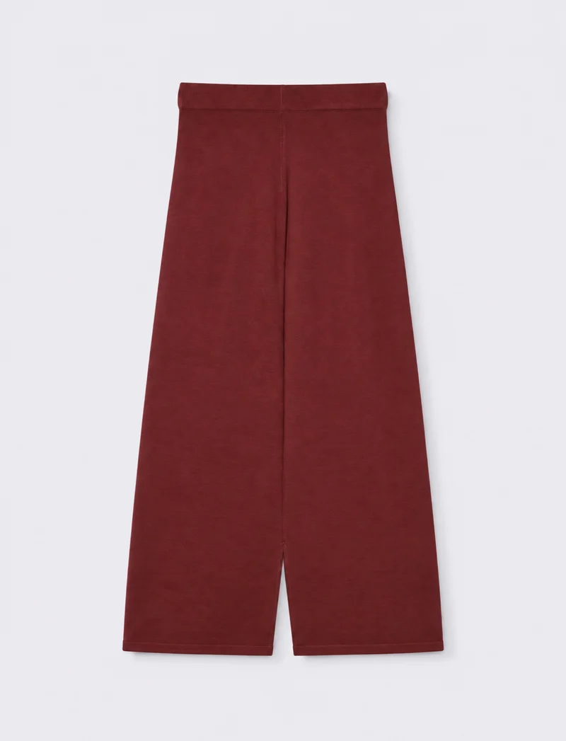 Pantalone in maglia palazzo - Rosso rubino