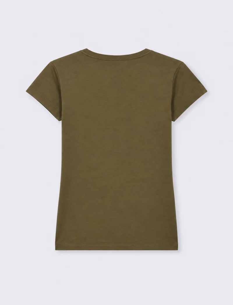 T-shirt con scollo a V - Verde foresta