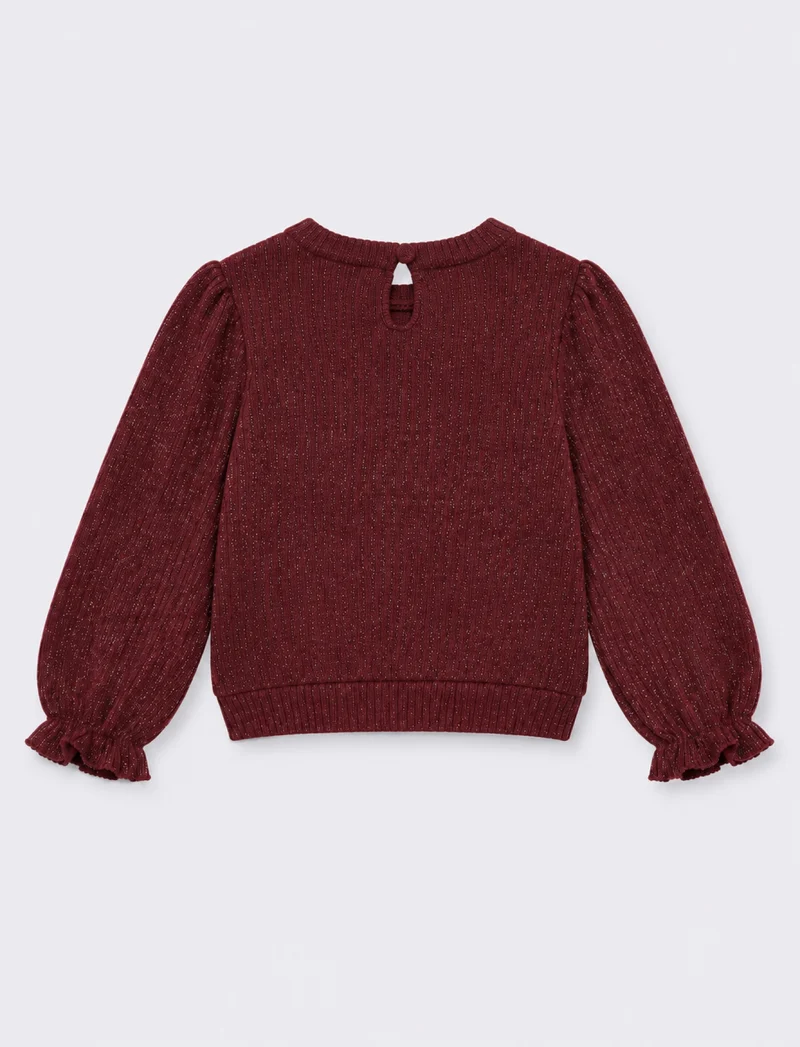 Maglia brillante con fiocchetto a quadretti - Bordeaux