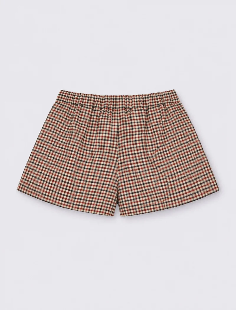 Shorts ampi a quadretti con cintura gioiello - Fantasia