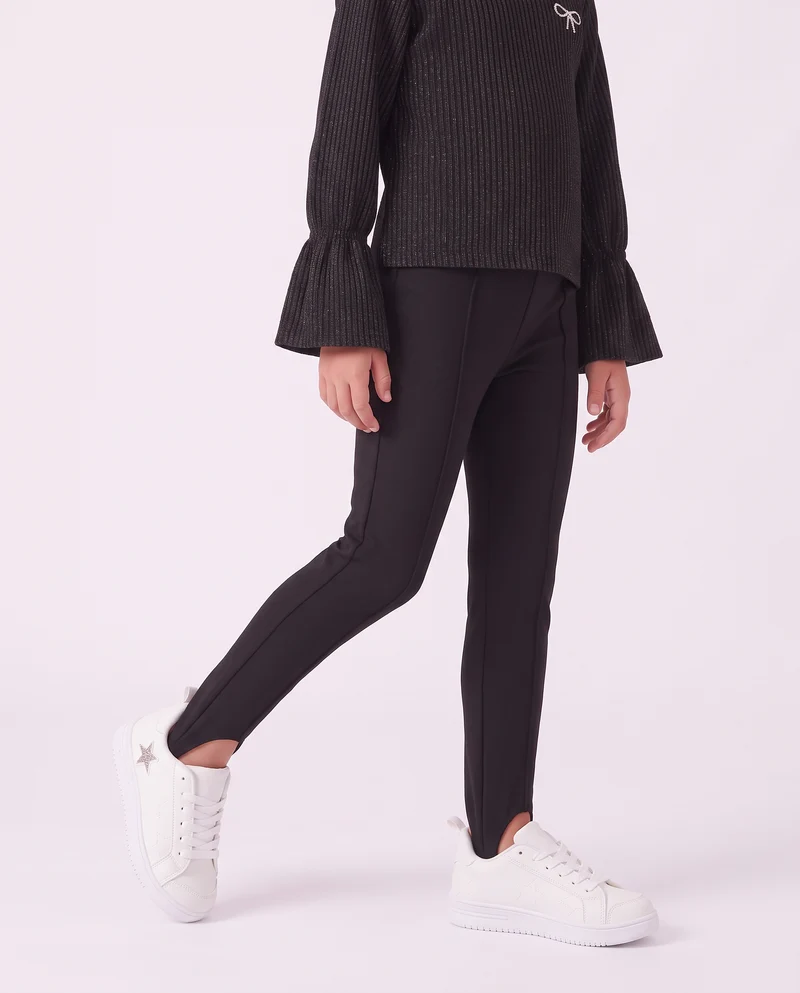 Fuseaux in interlock elasticizzato con nervina - Nero