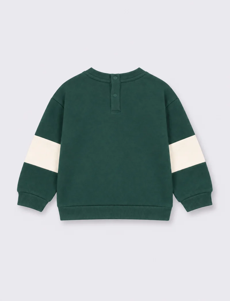 Felpa con inserti alle maniche - Verde bottiglia