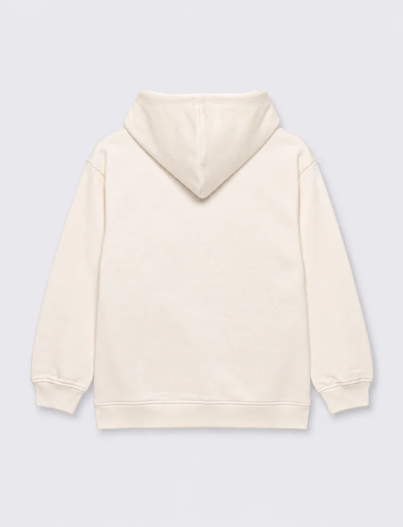 Felpa con cappuccio e zip invisibili - Bianco latte