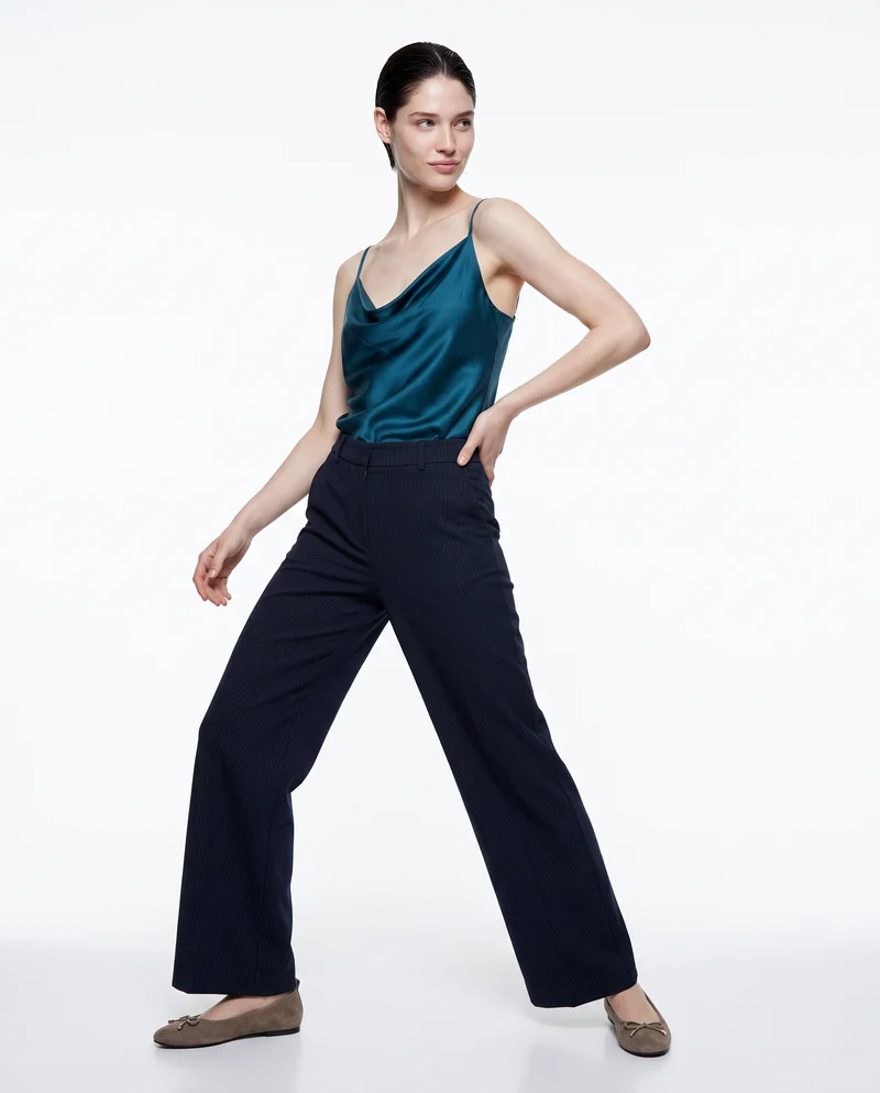 Top con scollo drappeggiato e bretelle sottili - Verde Ottanio