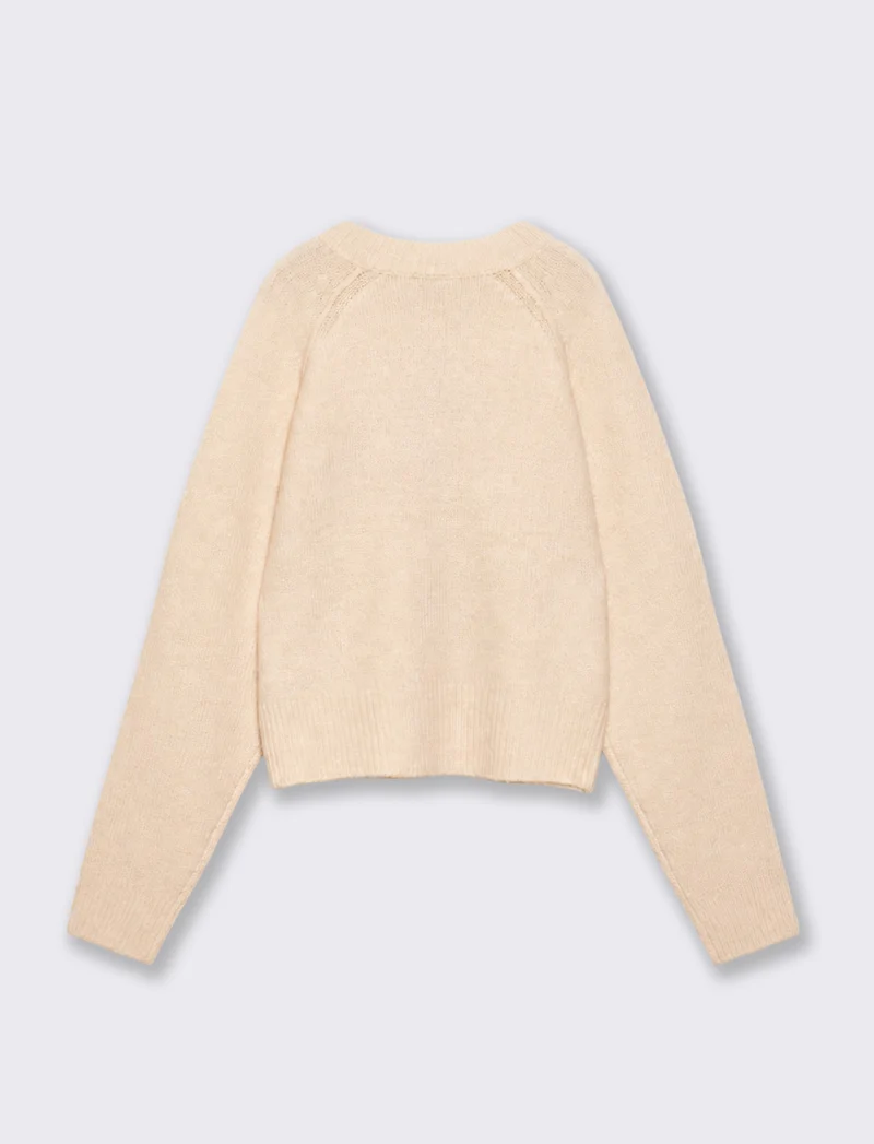 Pullover crop con stampa originale - Avorio