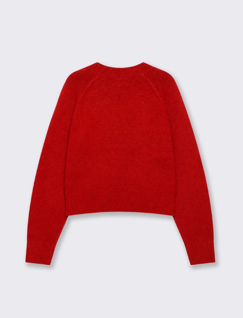 Pullover crop con stampa originale - Rosso