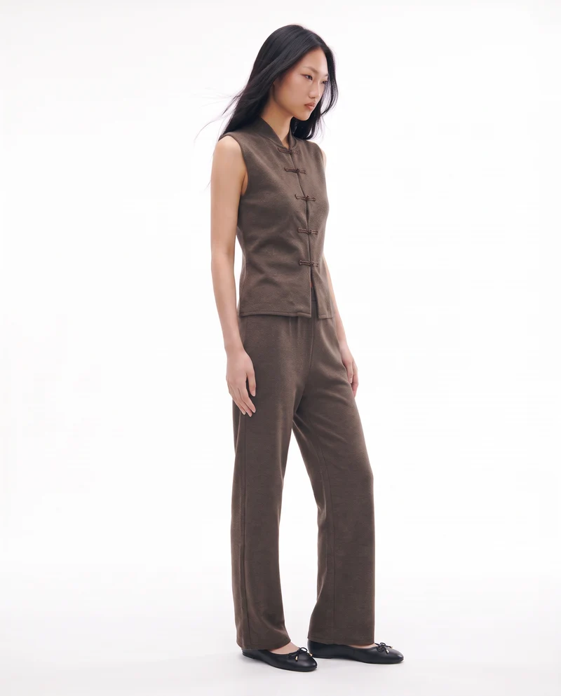 Pantaloni morbidi con elastico in vita - Grigio fango
