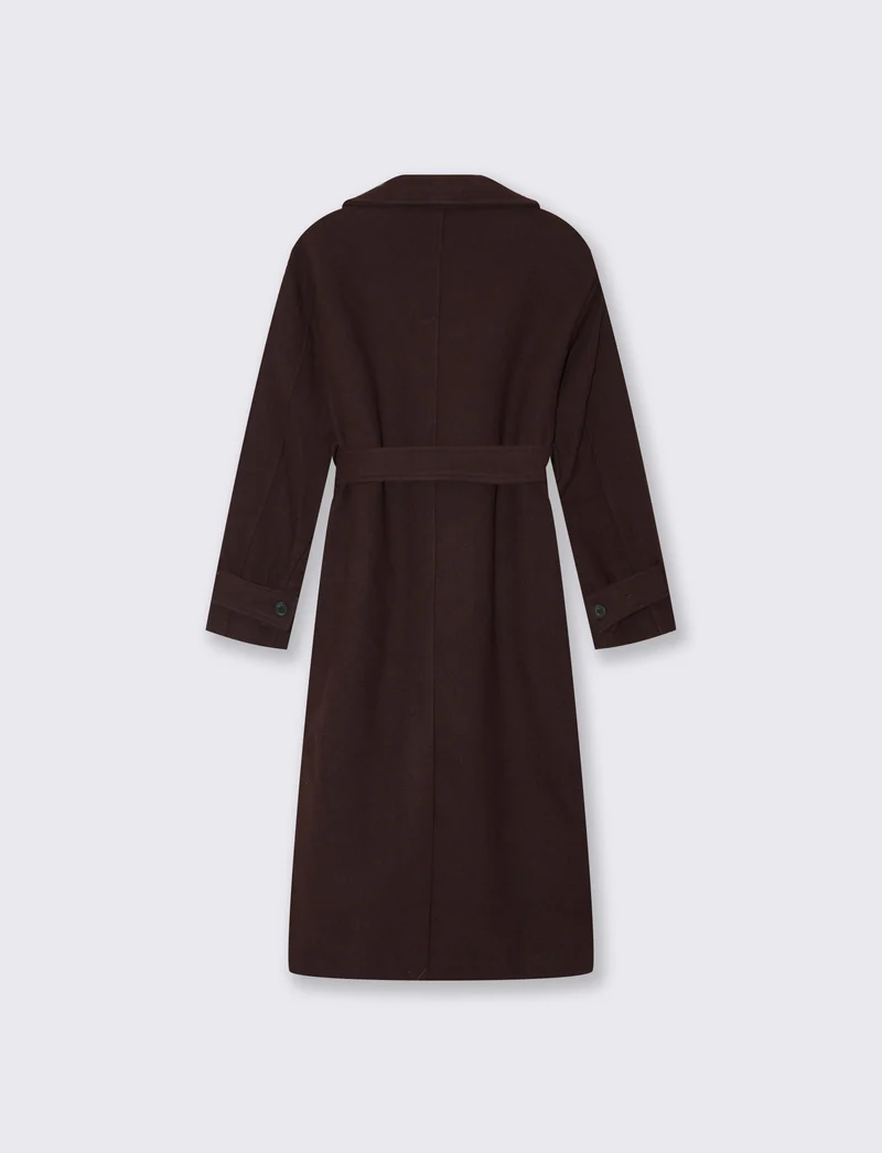 Cappotto doppiopetto con cintura elegante - Bordeaux