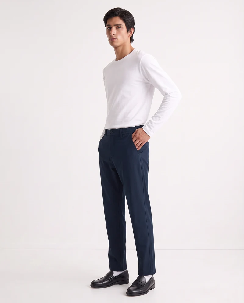 Pantaloni Chino Jogger in Nylon Elasticizzato - Blu