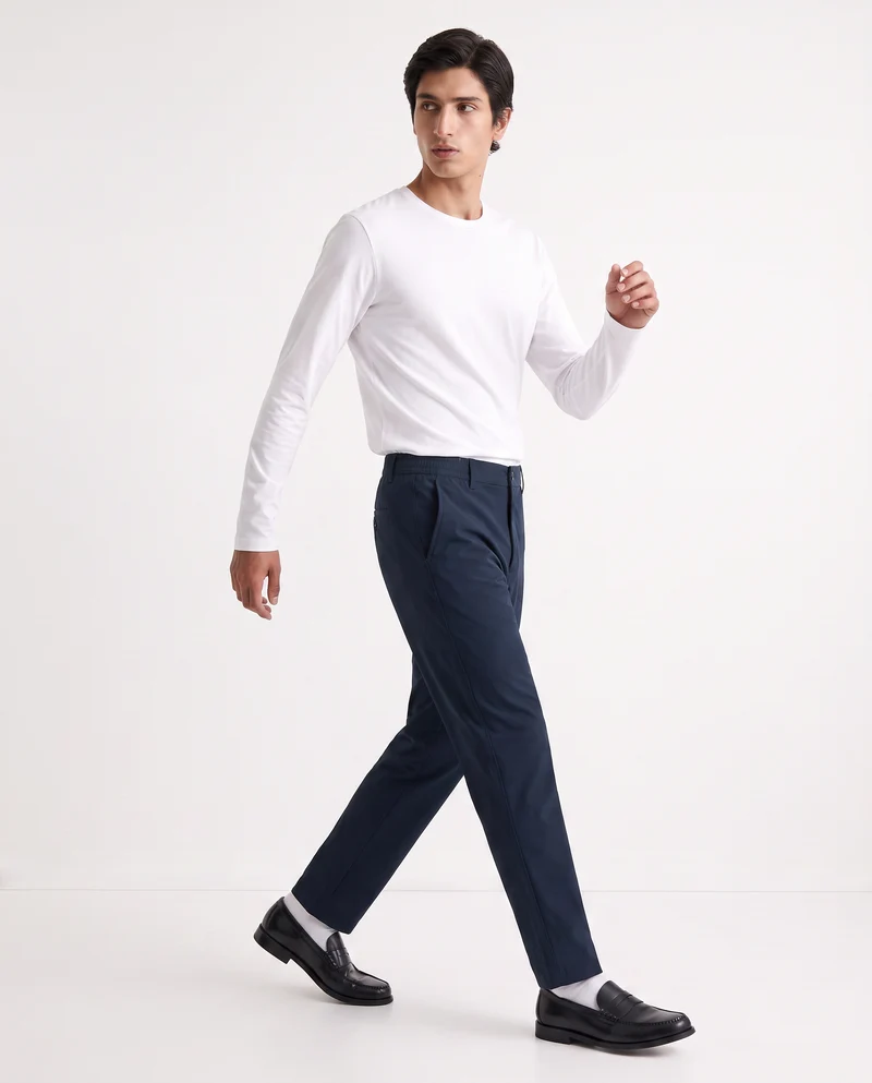 Pantaloni Chino Jogger in Nylon Elasticizzato - Blu