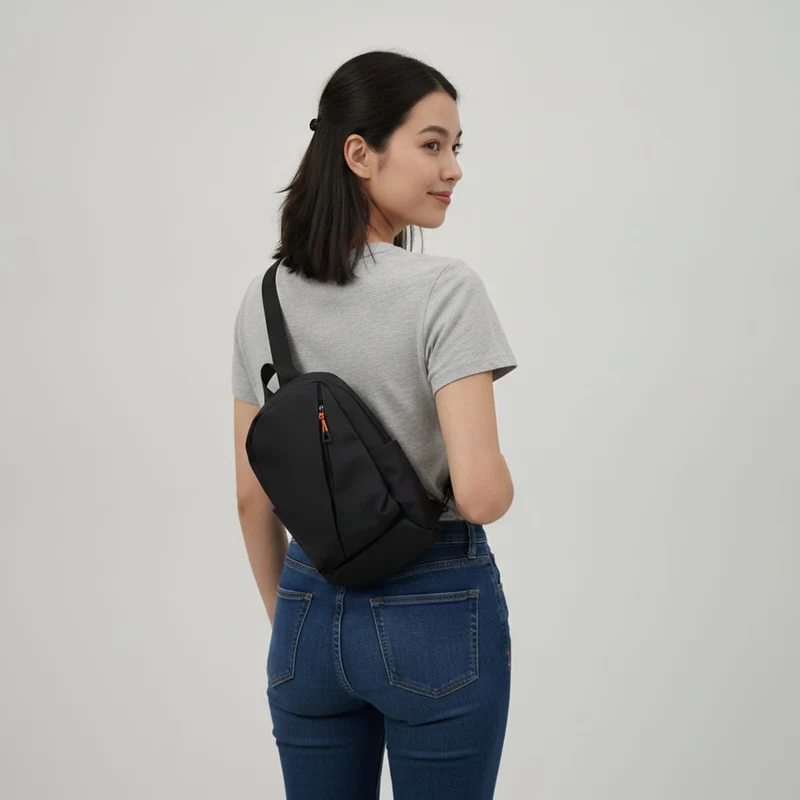 Zaino monospalla uomo versatile e pratico - Nero
