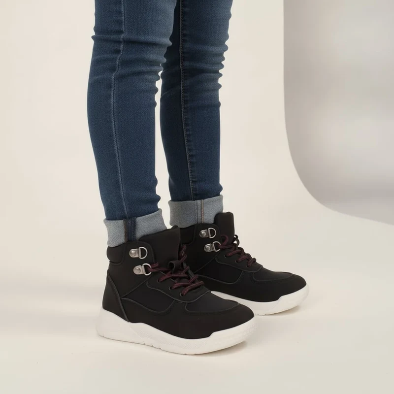 Sneakers trekking bambino in poliuretano nero - Nero